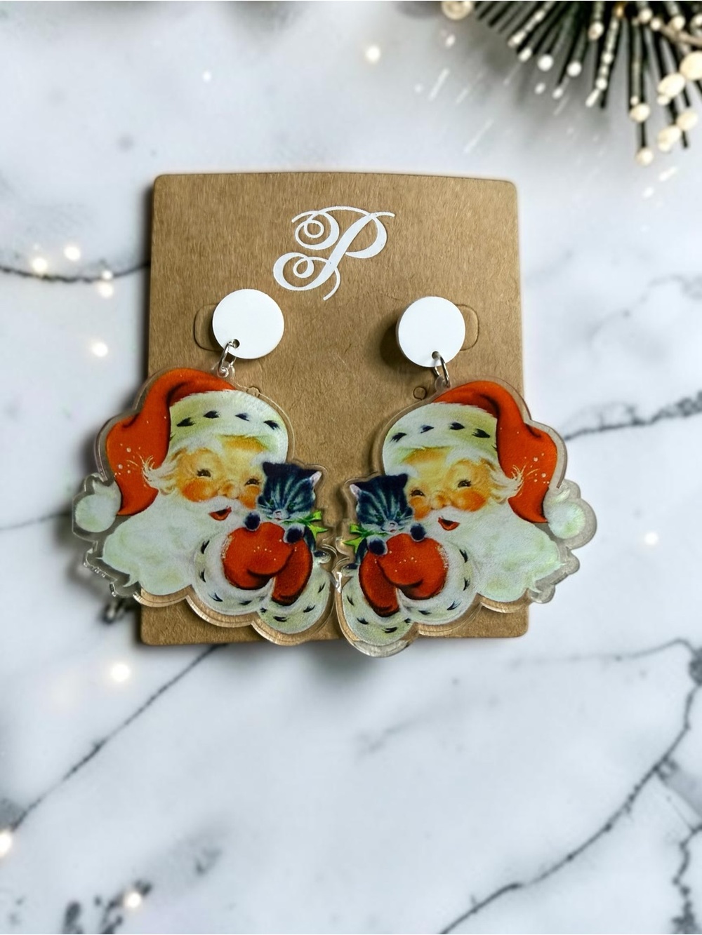 Vintage Santa Face Dangle Earrings by Plunder